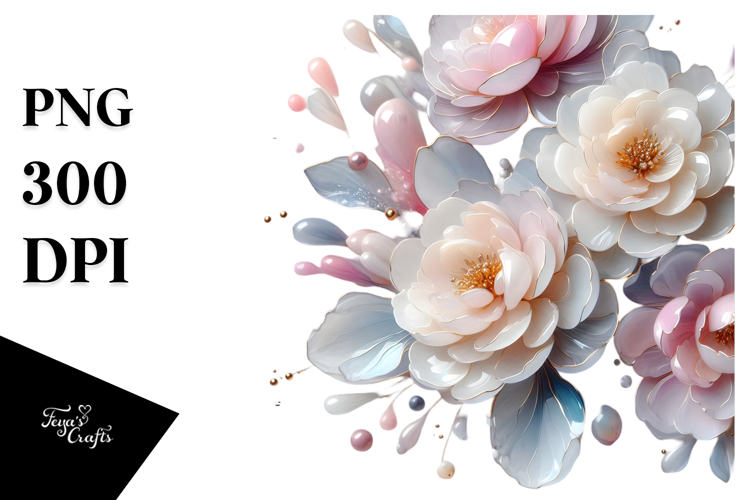Glossy Peonies in Material PNG