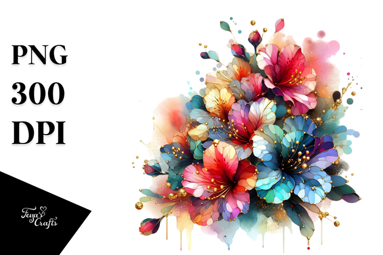 Colorful Rhododendron with Golden Insertions, PNG
