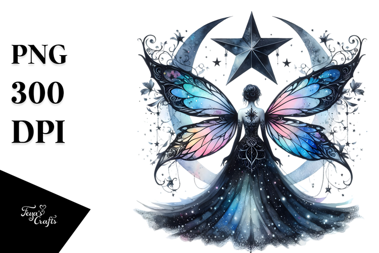 Gothic Fairy on a Star, Creative View from Back