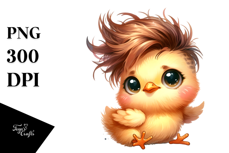 Energetic Baby Chicken with Cool Haircut PNG