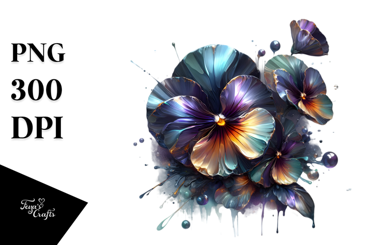 Abstract Shiny Pansy Watercolor Splash