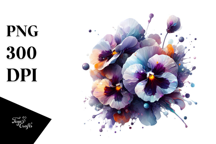 Abstract Shiny Pansy Watercolor Splash example image 1