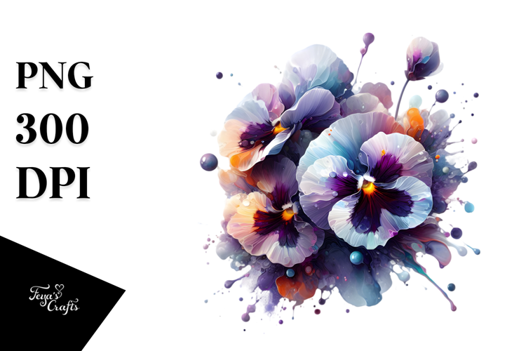 Abstract Shiny Pansy Watercolor Splash