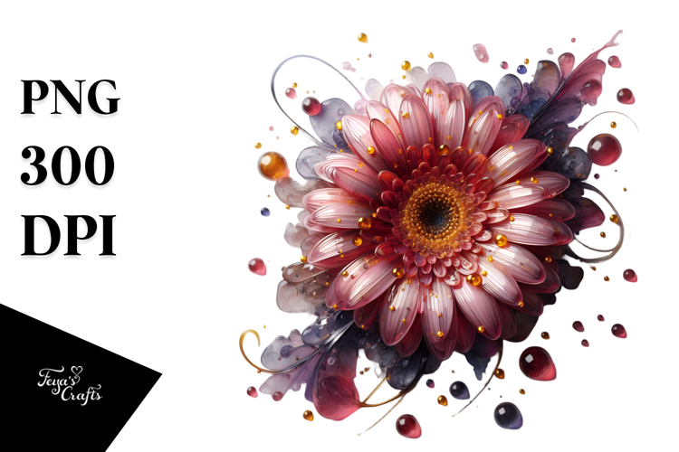 Abstract Gerbera with Golden Insertions PNG