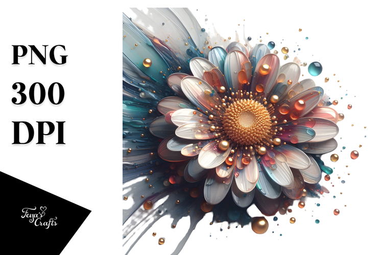 Abstract Gerbera with Golden Insertions PNG