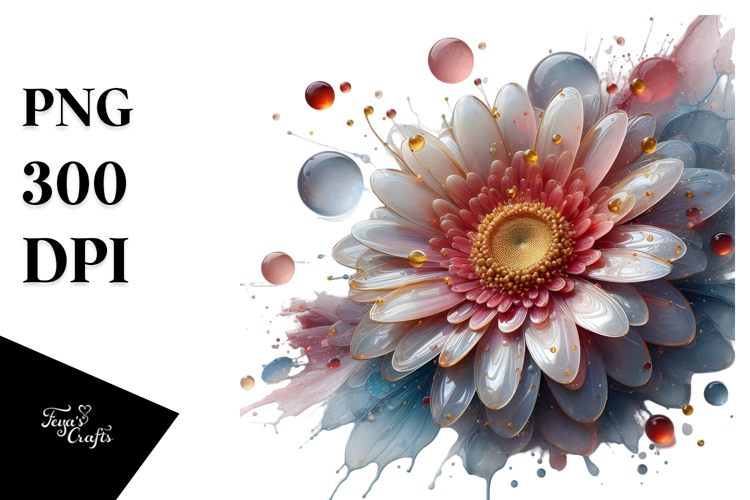Abstract Gerbera with Golden Insertions PNG