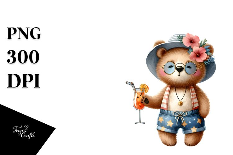 Hipster Bear in Beachwear PNG