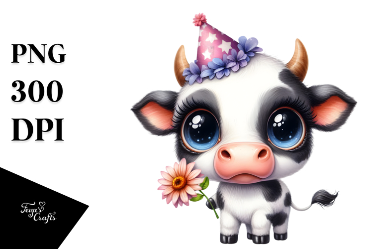 Expressive Baby Cow Party Hat Contempt