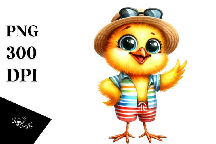 Funny Chick Beachwear Big Eyes Clipart