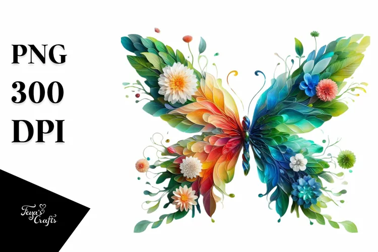 Vibrant Abstract Butterfly PNG
