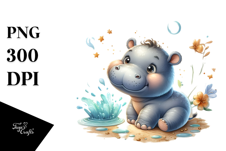 Energetic Cute Hippo PNG