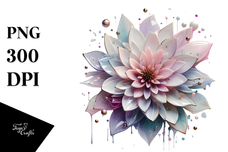 Abstract Pastel Dahlia with Metallic Insertions
