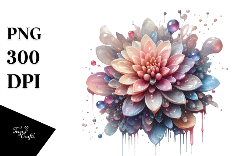 Abstract Pastel Dahlia with Metallic Insertions