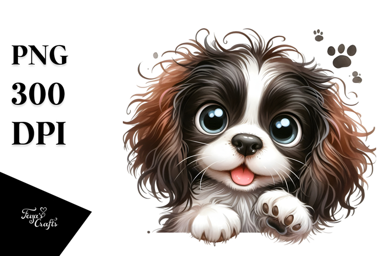 Colorful Baby Cartoon English Springer Spaniel, PNG