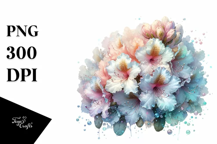 Shiny Rhododendron Watercolor PNG