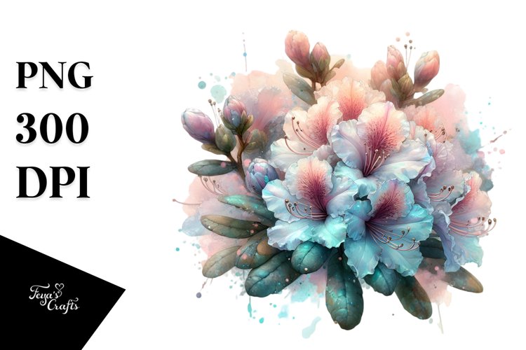 Shiny Rhododendron Watercolor PNG example image 1