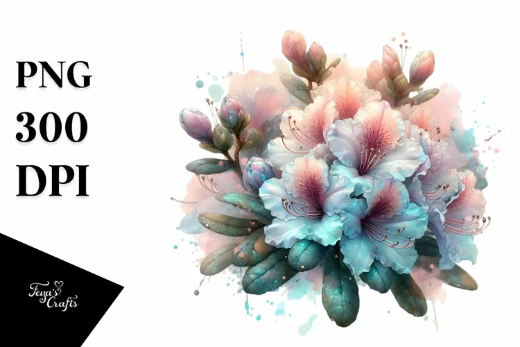 Shiny Rhododendron Watercolor PNG