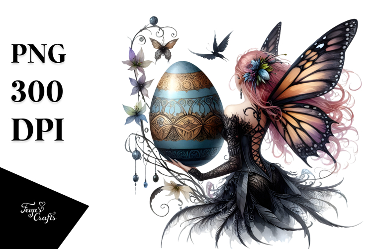 Gothic Fairy with Easter Egg, Creative View from Back