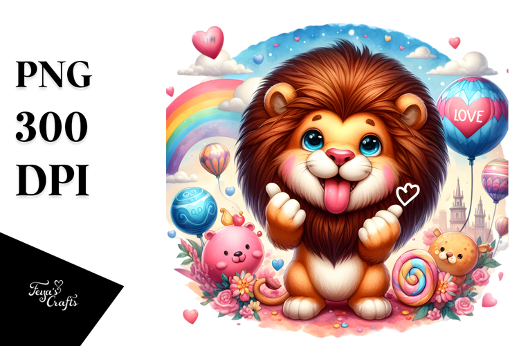 Funny Cute Lion Smiling Love Sign