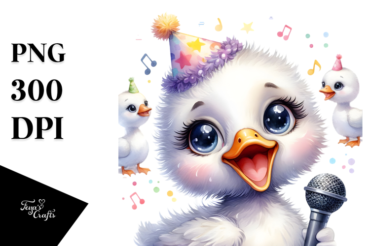 Punk Look Baby Swan with Astronaut Helmet PNG