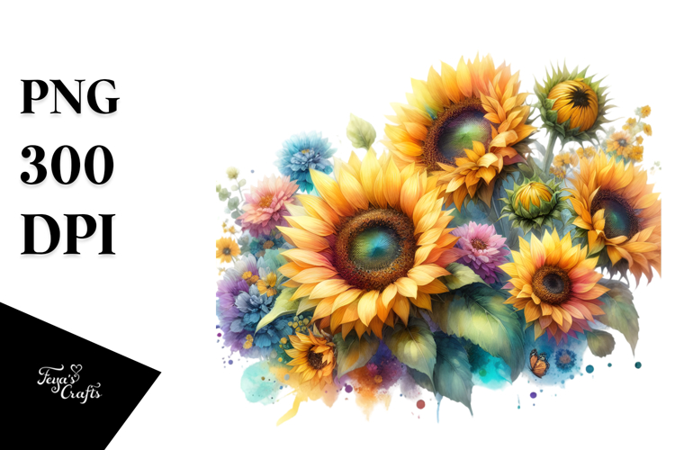 Watercolor Sunflower Clipart Image 12