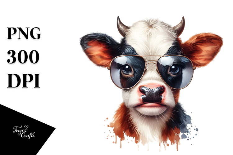Funny Baby Cow with Sunglasses