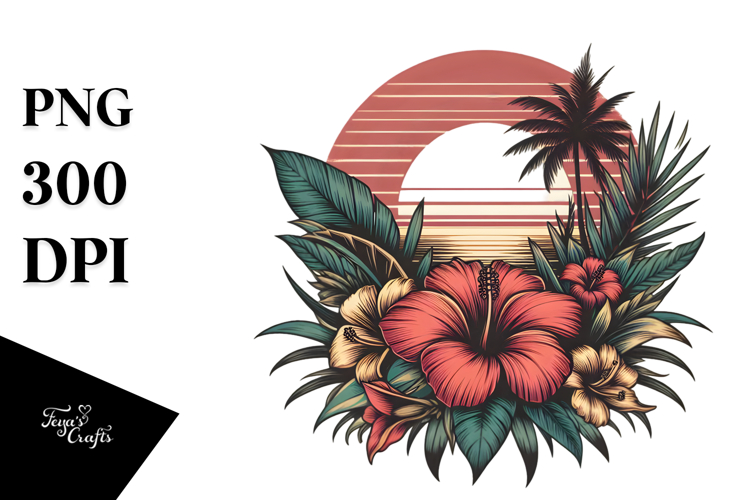 Vintage Tropical Flower Sunset, 20 oz Tumbler