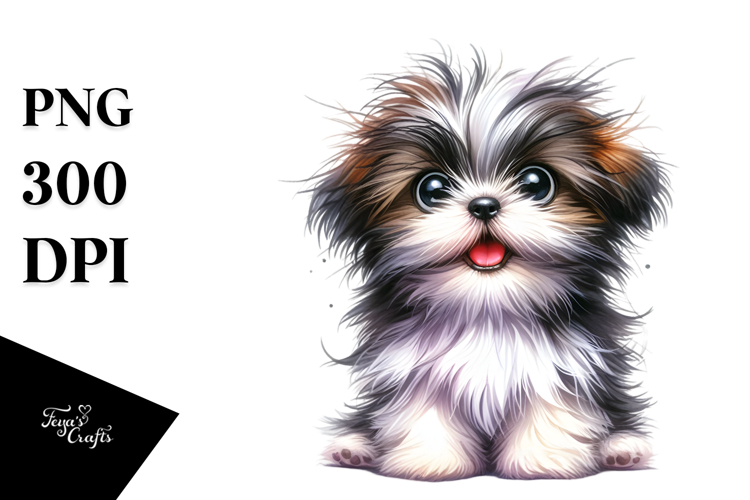 Cute Baby Shih Tzu with Big Eyes PNG example image 1
