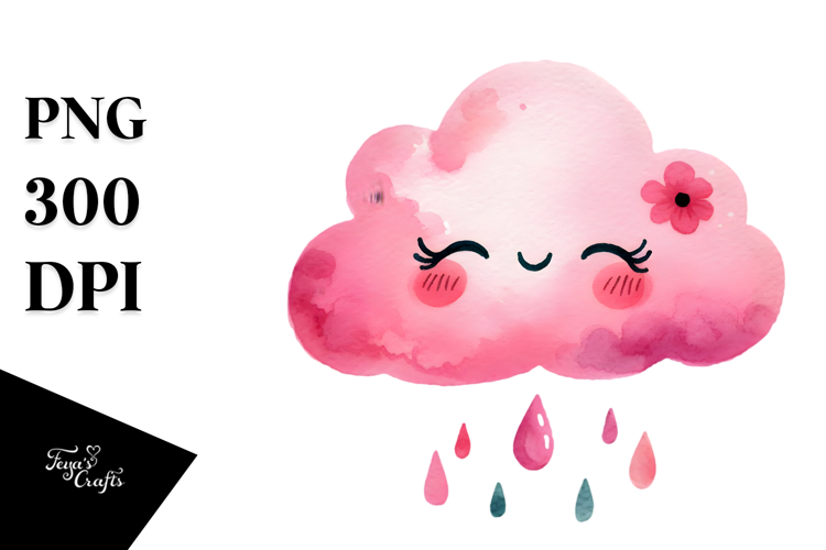 Simple Pinkish Smiling Whimsical Cloud PNG