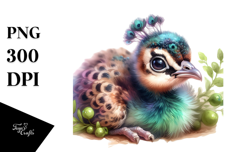 Baby Peacock with Big Eyes PNG