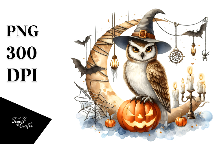 Autumn Owl with Candles Clipart