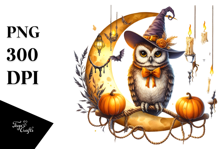 Autumn Owl with Candles PNG