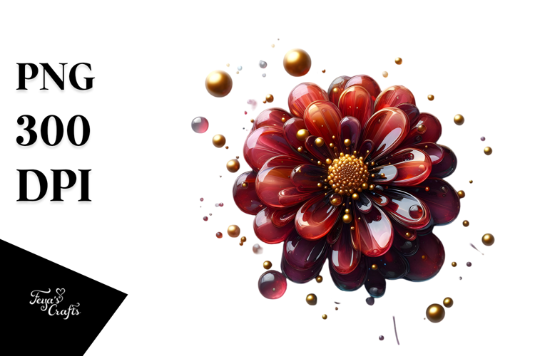 Zinnia with Golden Insertions, PNG