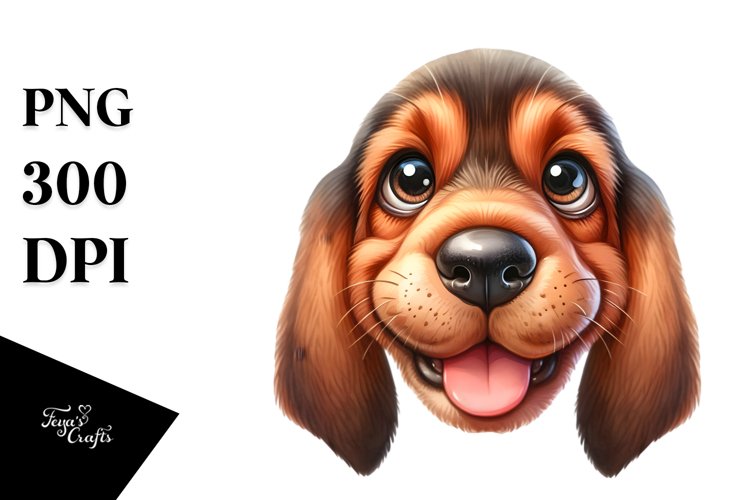 Bloodhound Goofy Smile Baby Watercolor Clipart