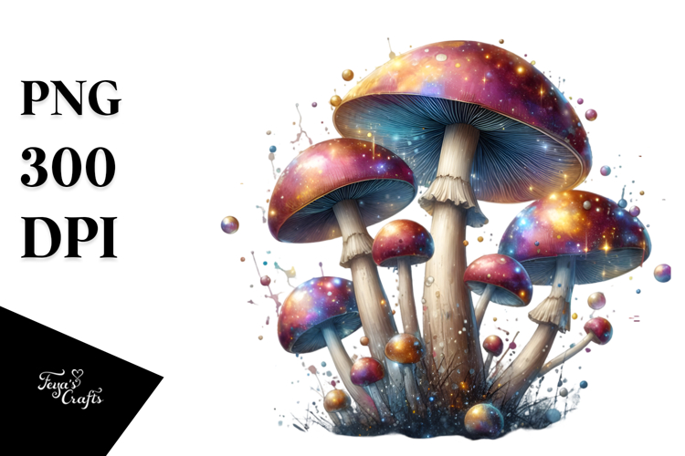 Shiny Watercolor Mushroom Splash PNG