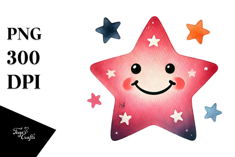 Simple Smiling Star Sublimation PNG
