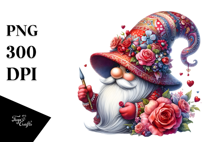 Valentines Gnome with Highland Calf PNG