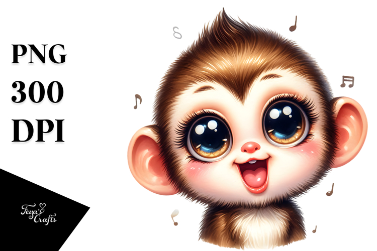 Cute Monkey with Singer Look, Transparent PNG