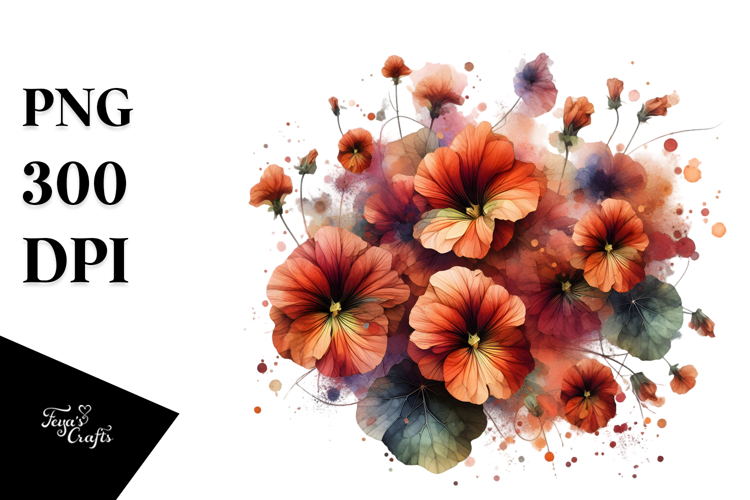 Nasturtium Watercolor Flower PNG