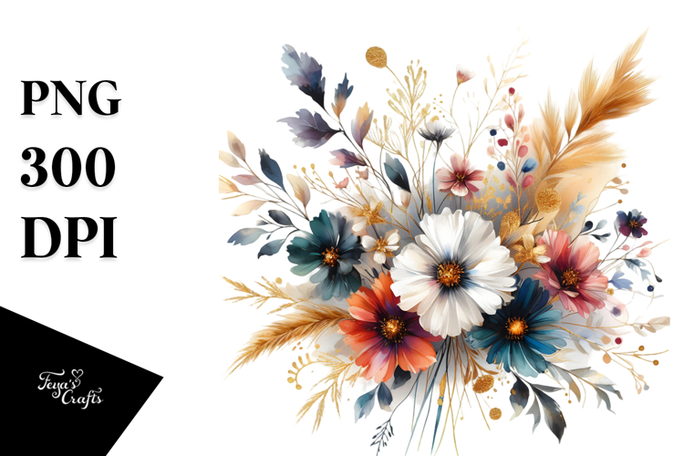 Abstract Colorful Wild Flowers PNG