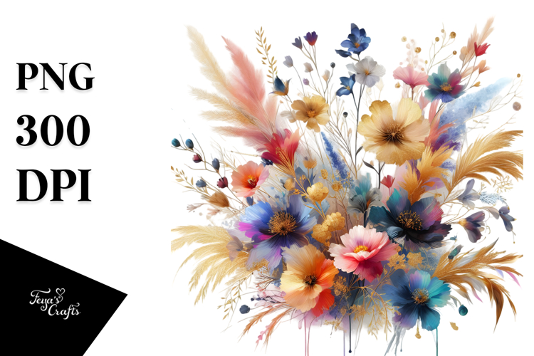 Abstract Colorful Wild Flowers PNG