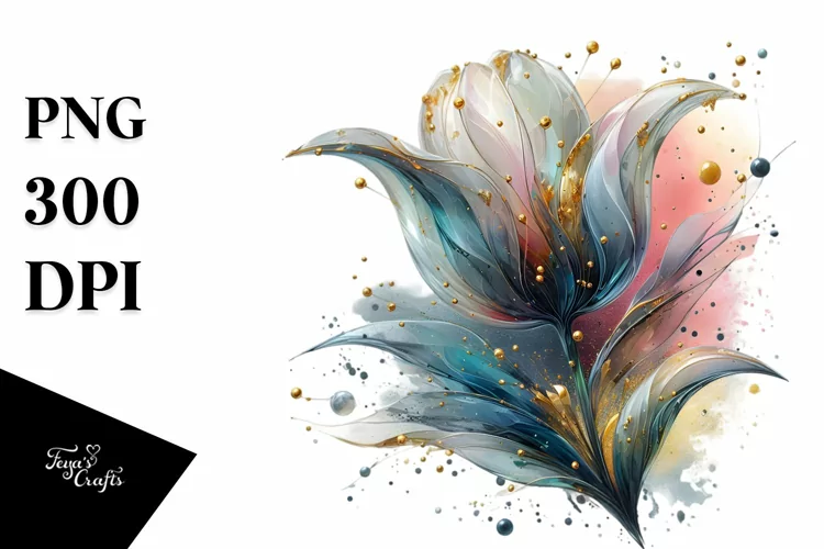 Glossy Tulip Abstract Watercolor