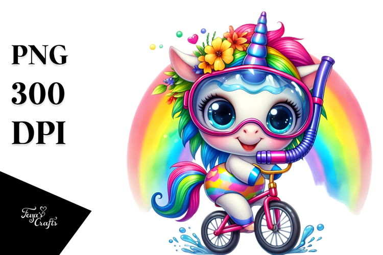 Vibrant Crazy Cute Baby Unicorn PNG