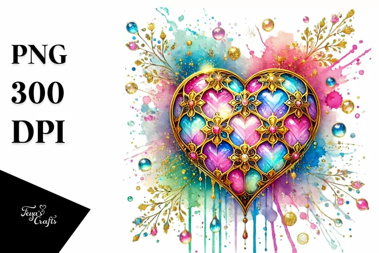 Colorful Heartglass, High-Res PNG