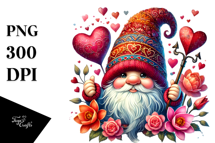 Valentines Gnome Watercolor PNG