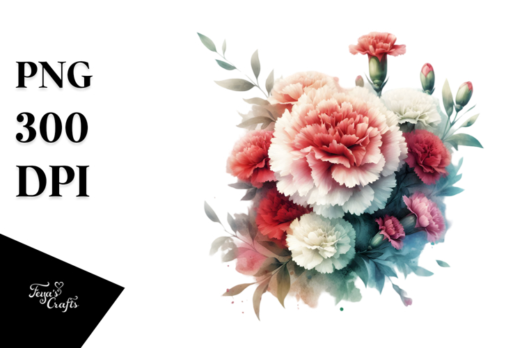 Colorful Carnation Watercolor PNG