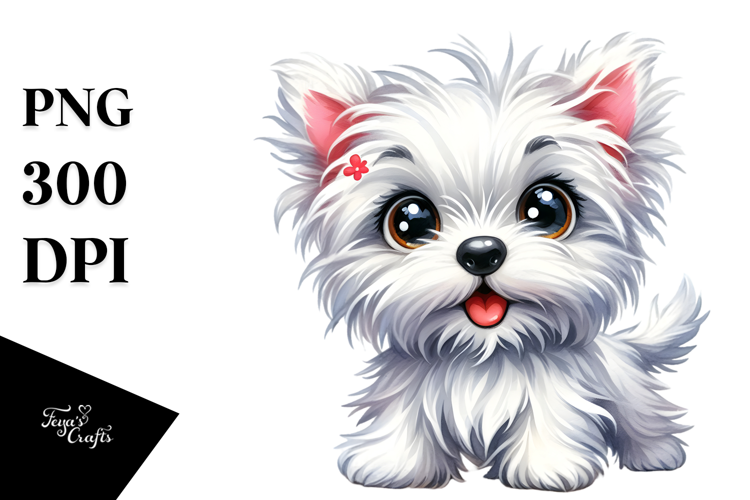 Cute West Highland White Terrier Watercolor PNG
