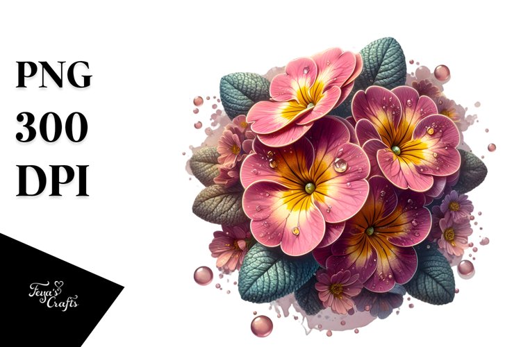 Glossy Primrose with Metallic Insertions | Clipart