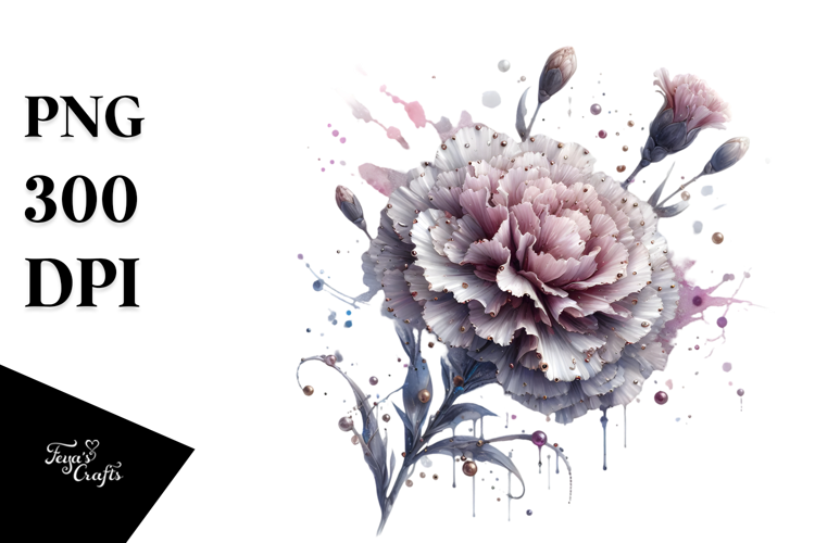 Carnation with Metallic Details PNG