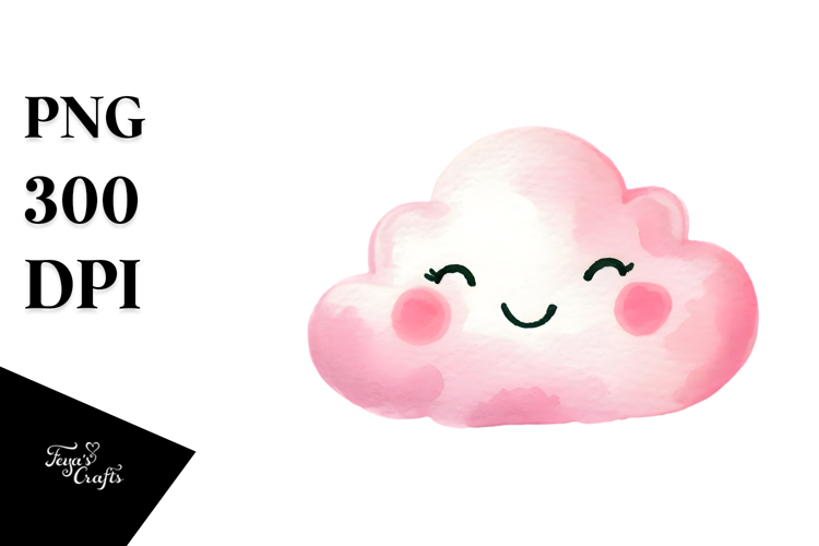 Simple Pinkish Smiling Cloud PNG example image 1